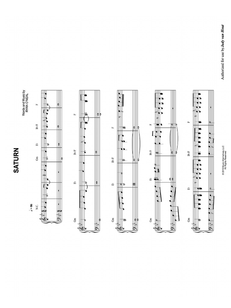 Saturn Sleeping At Last Sheet Music Entertainment General