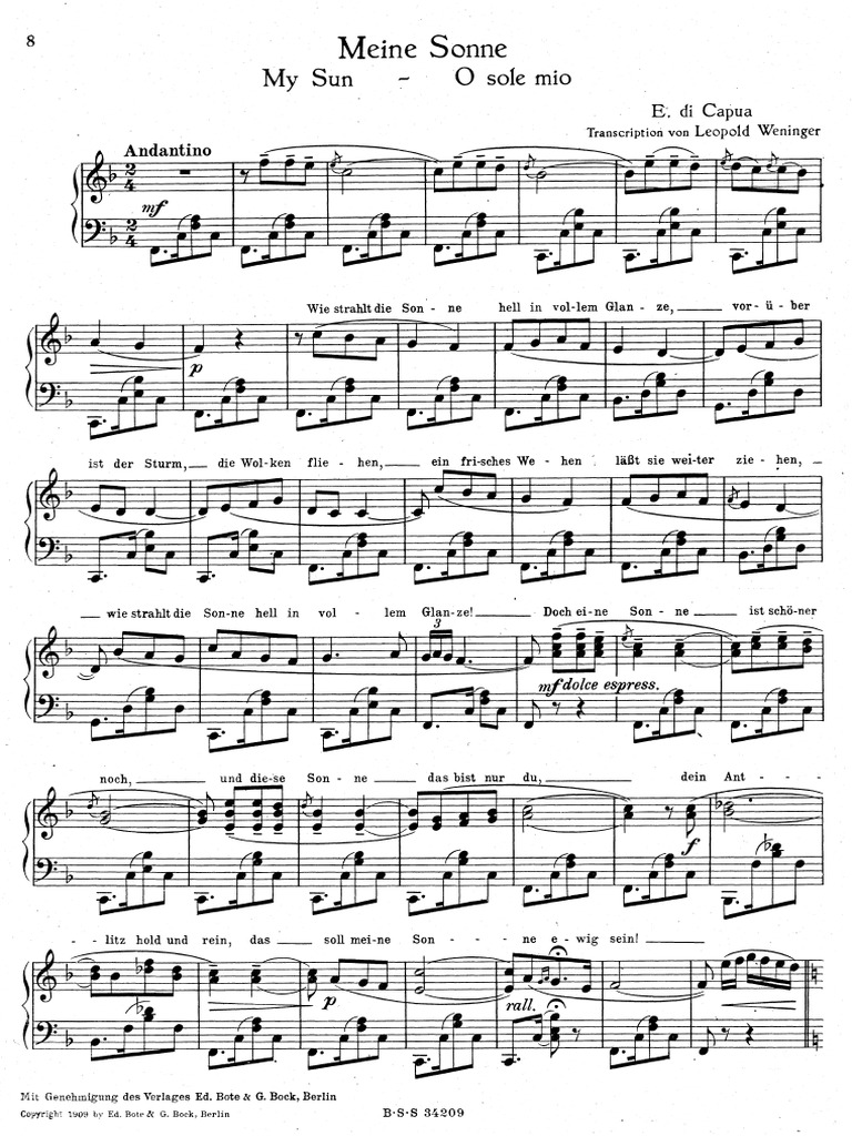 O Sole Mio Piano PDF