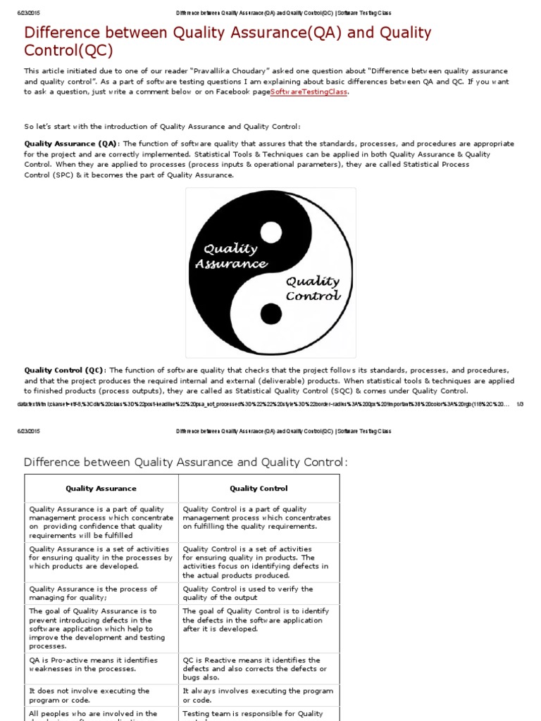 QA vs QC: Key Differences Explained | PDF | Quality Assurance ...
