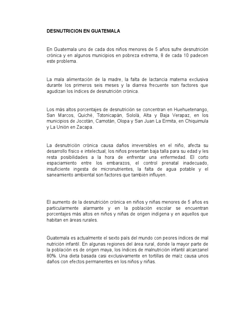 Desnutrición y pobreza en Guatemala | PDF | Guatemala | Pobreza
