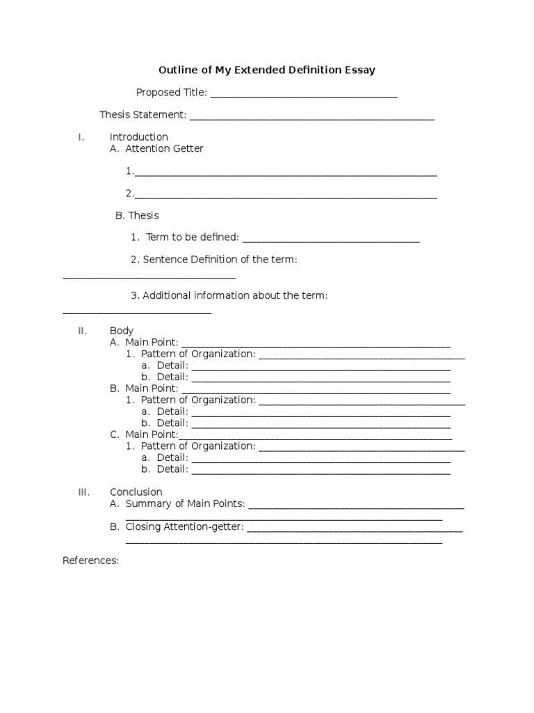 Extended Definition Essay Outline | PDF