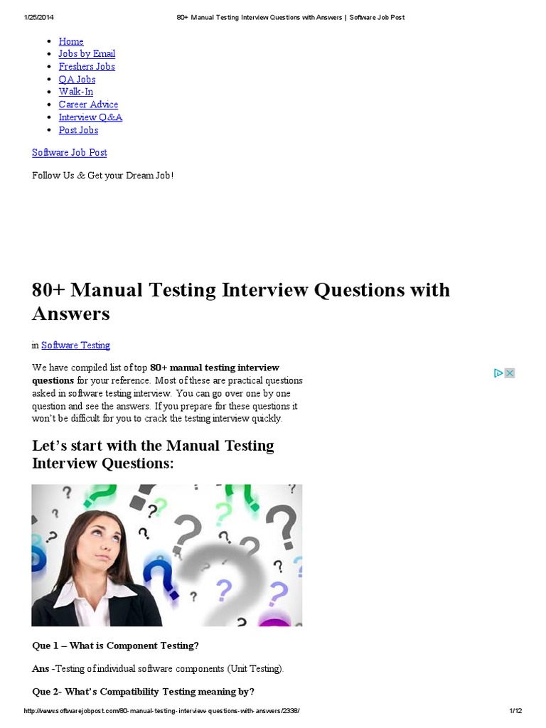 80+ Manual Testing Interview Questions with Answers _ Software Job Post |  Software Bug | Computer Program