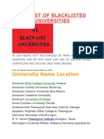 Usa List of Blacklisted Universities
