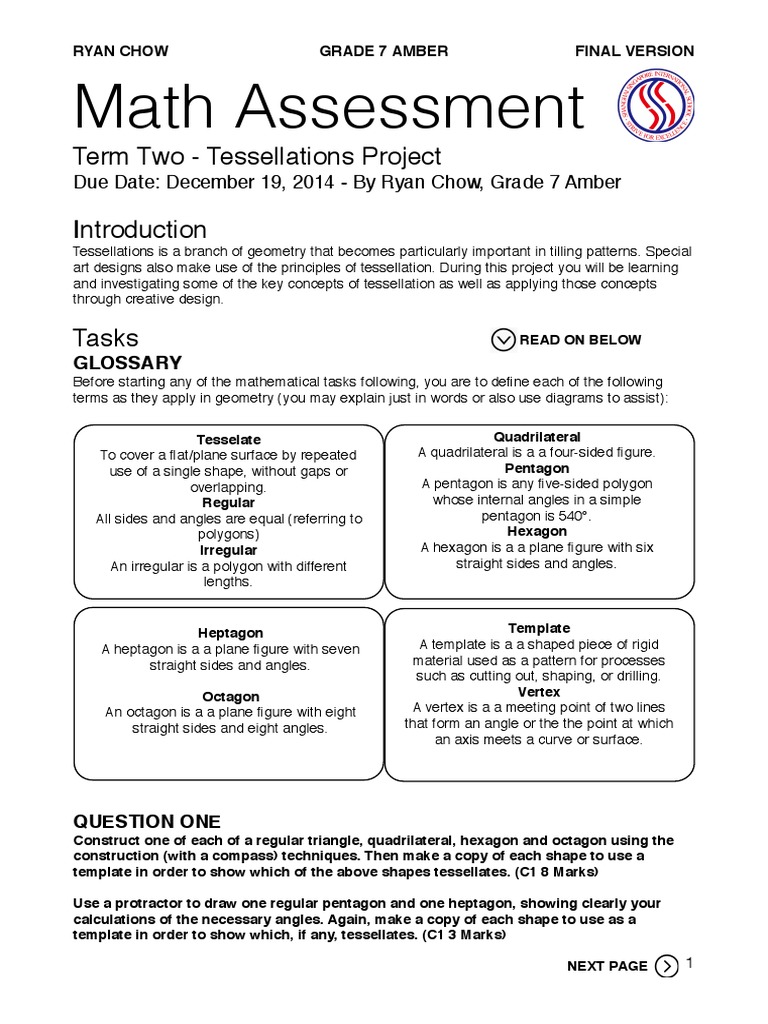 Math Assessment - Term Two | PDF | Polygon | Classical Geometry
