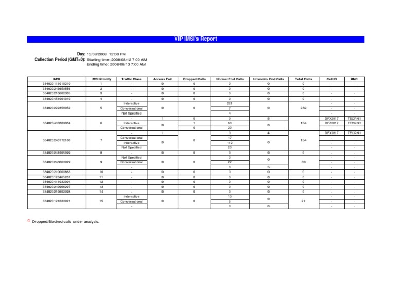 IMSI Call Data Report 2008 | PDF