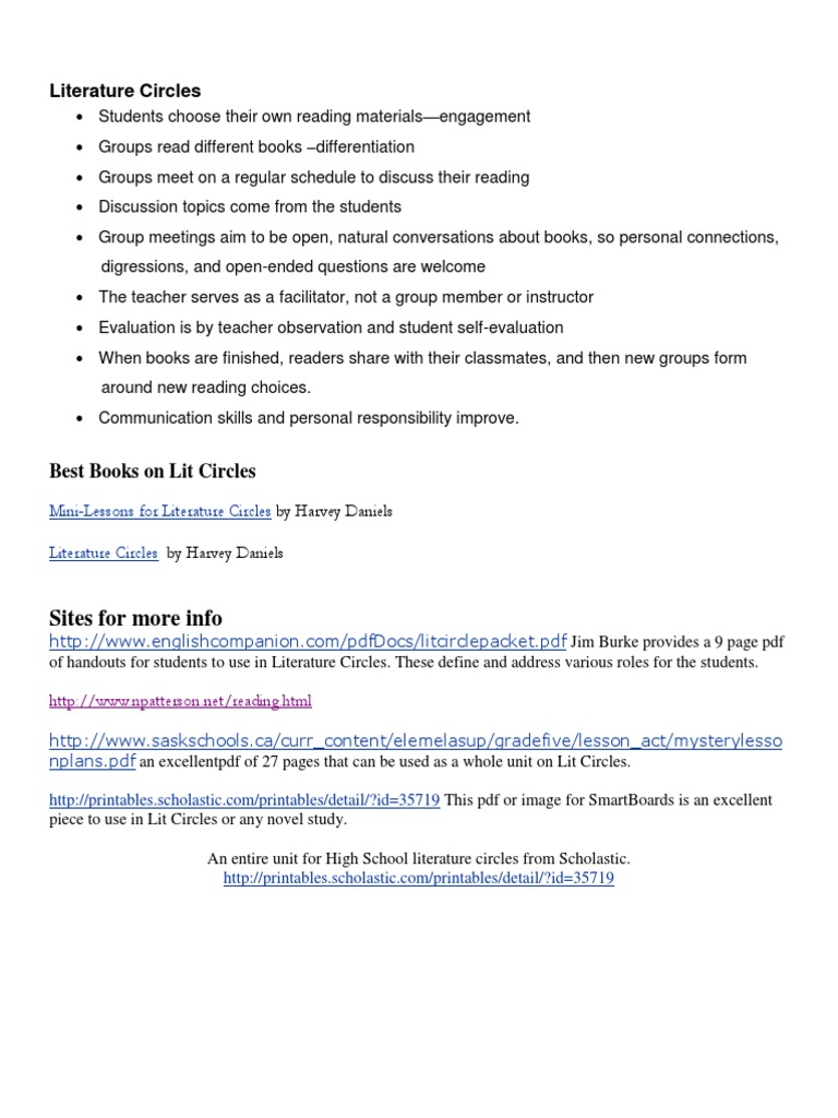 Lit Circle Packet PDF Communication Books