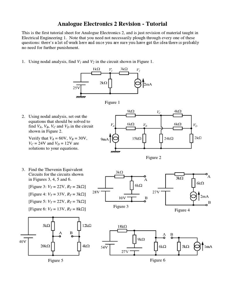 Analogue Electronics 2 Revision - Tutorial | PDF