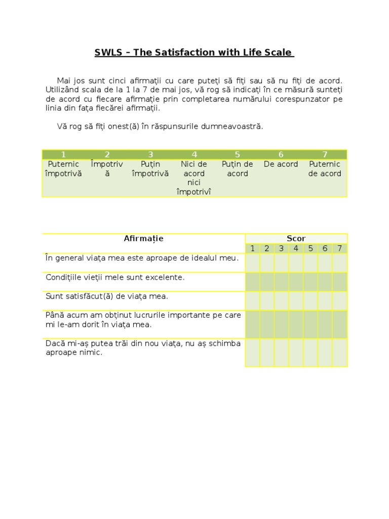 Test SWLS | PDF
