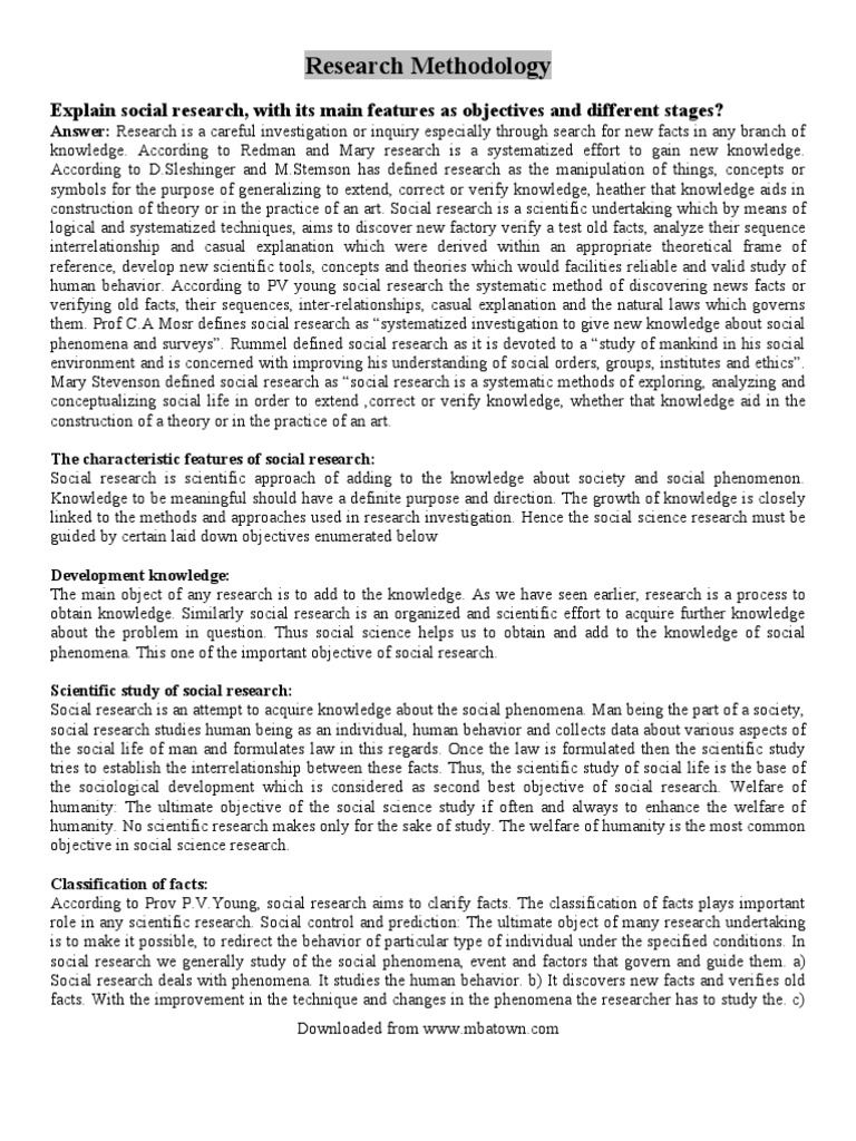 Research Methodology Pdf Social Research Theory