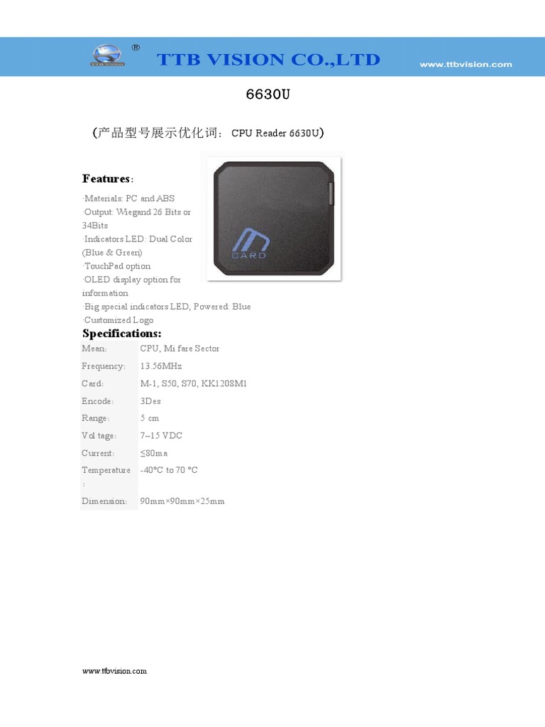 CPU Reader 6630U Specifications & Features | PDF