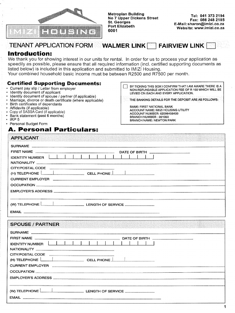 Fairview Application Form PDF