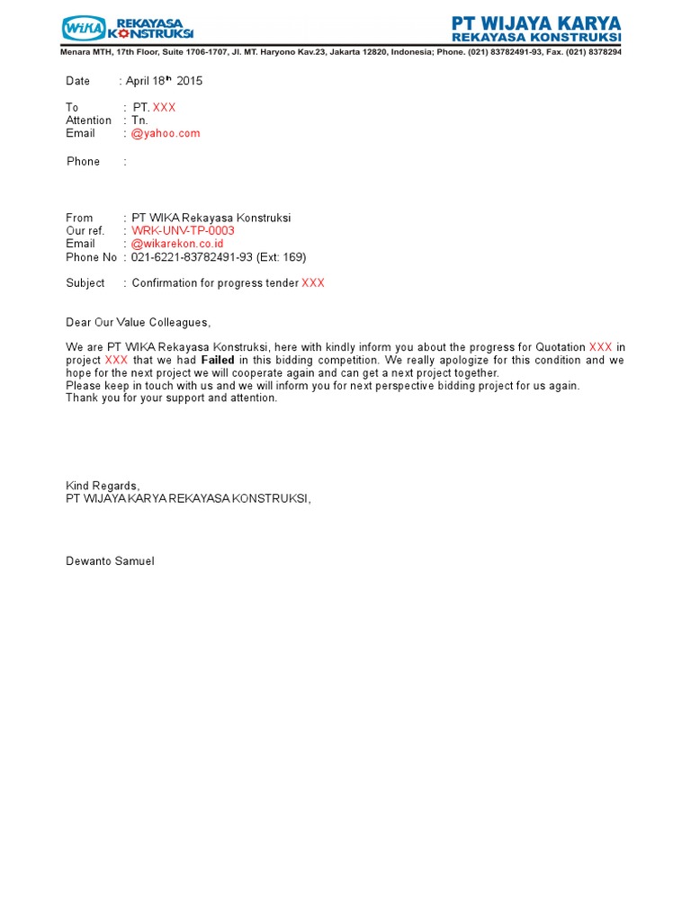 Tender Progress Update from WIKA | PDF