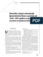 Dinamika I Stepen Urbanizacije SJ. Bosne 48-91. (Gračanica)