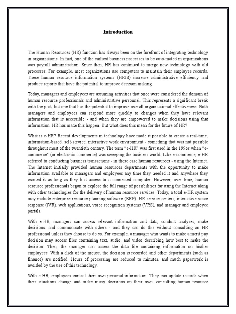 E HR | PDF | Human Resource Management | Internet
