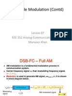 Amplitude Modulation (Contd) : Lesson 07 EEE 352 Analog Communication Sytems Mansoor Khan