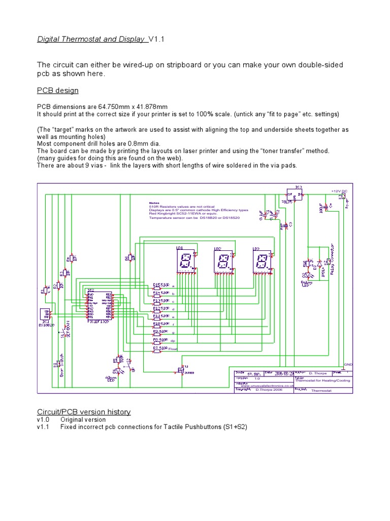Thermostat Pcb (1) | Printed Circuit Board | Thermostat