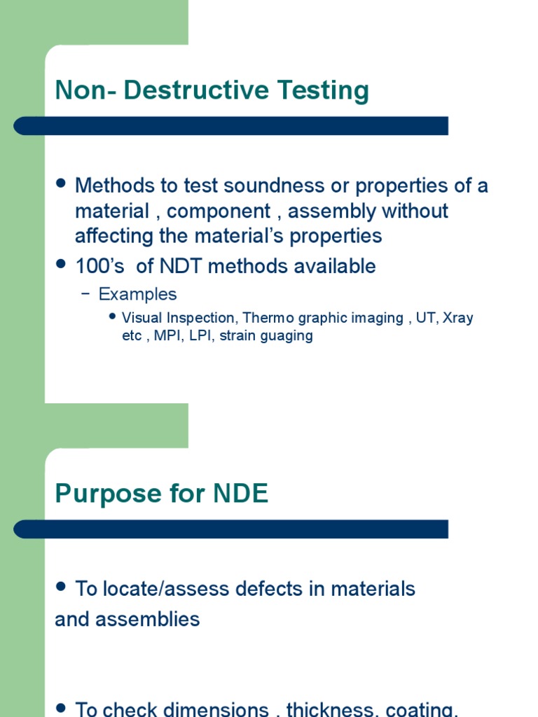 Introduction To Non Destructive Testing (NDT) | PDF | Radiography ...