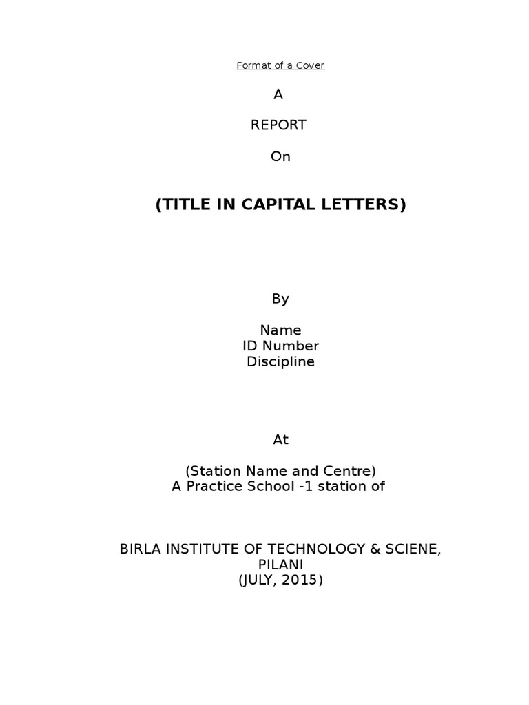 BITS Pilani Report Format Guide | PDF