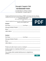 Gleneagles Computer Club Membership Form Editable Print