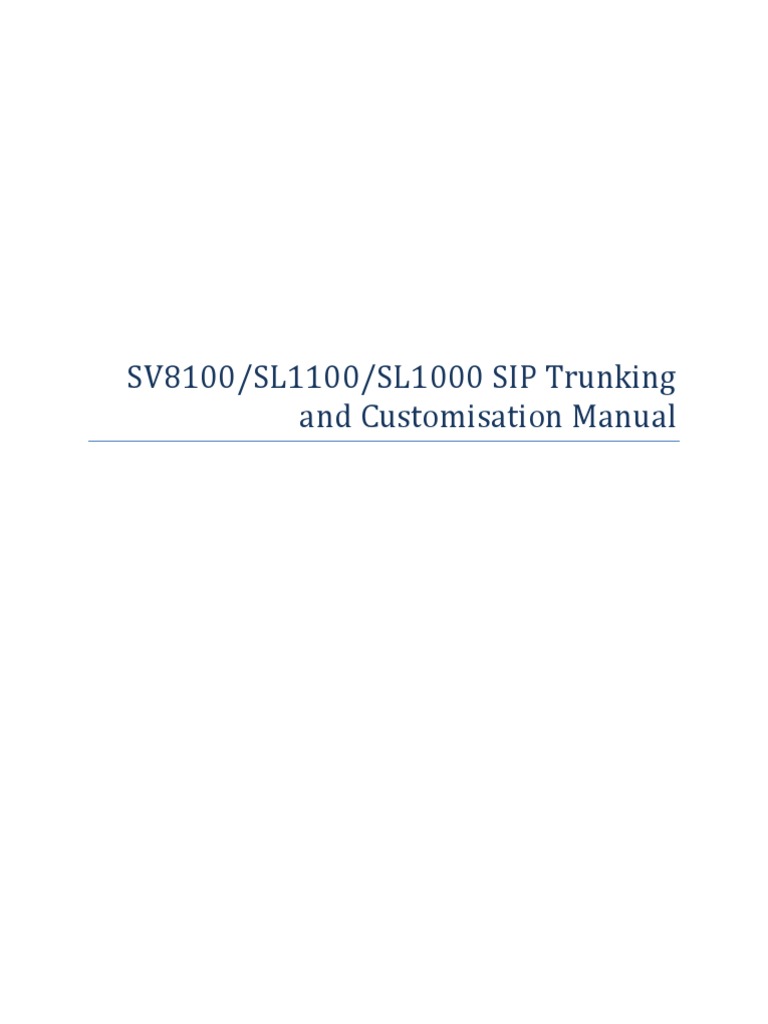 SIP Trunking and Customisation Manual 1.0 | PDF | Session Initiation ...