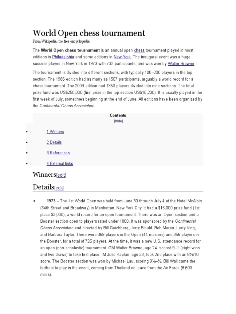 World Open Chess Tournament PDF Chess Titles Chess Grandmasters