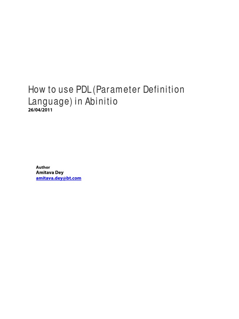 How To Use PDL (Parameter Definition Language) in Abinitio | PDF ...