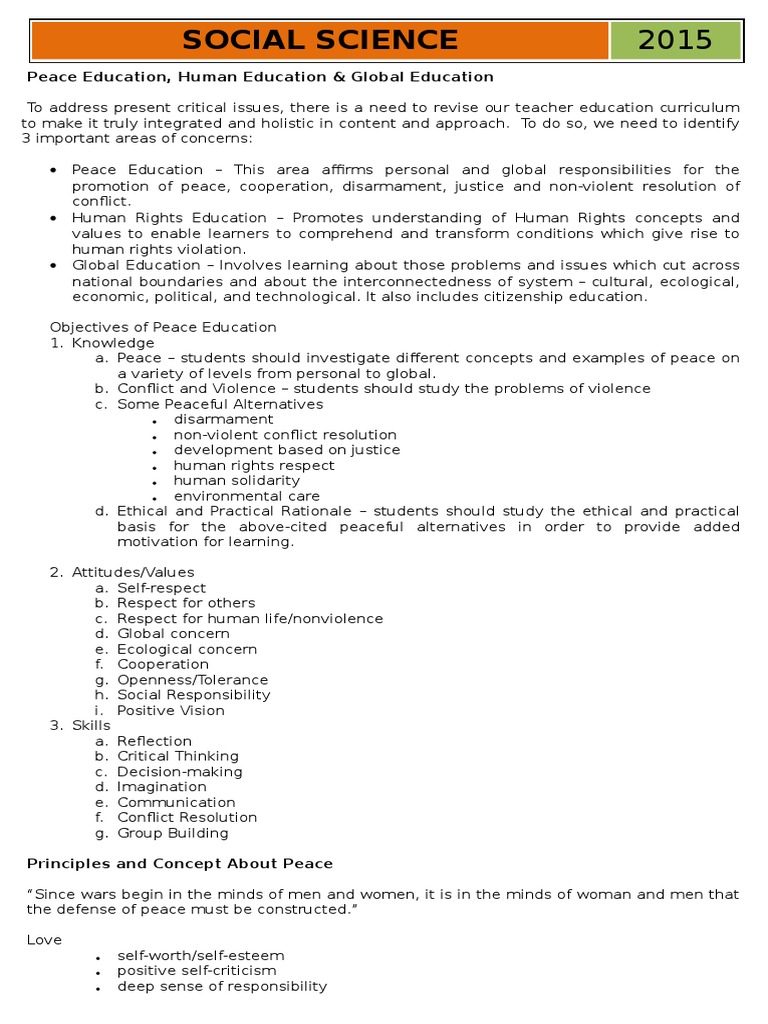 Integrating Peace and Human Rights Education | PDF | Sociology | Supply ...