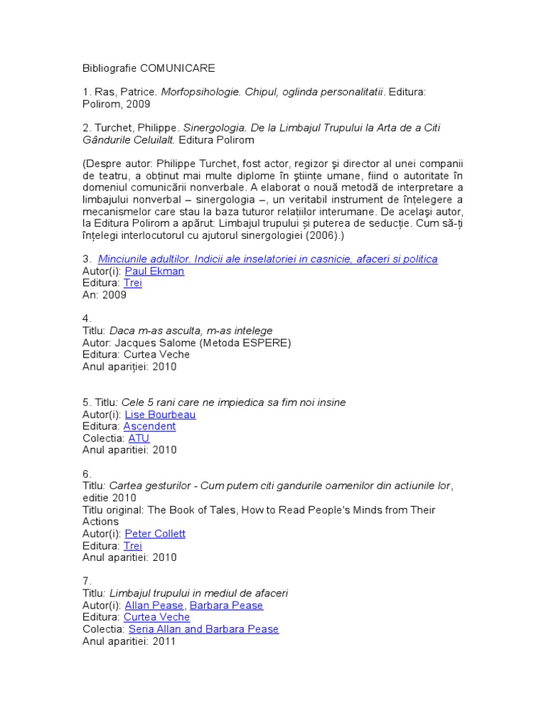 Bibliografie COMUNICARE | PDF