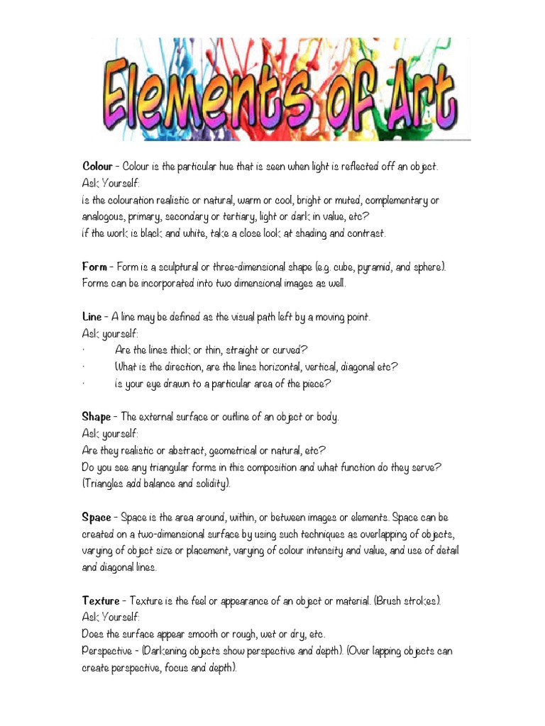 elements and principles of art handout Shape Geometry