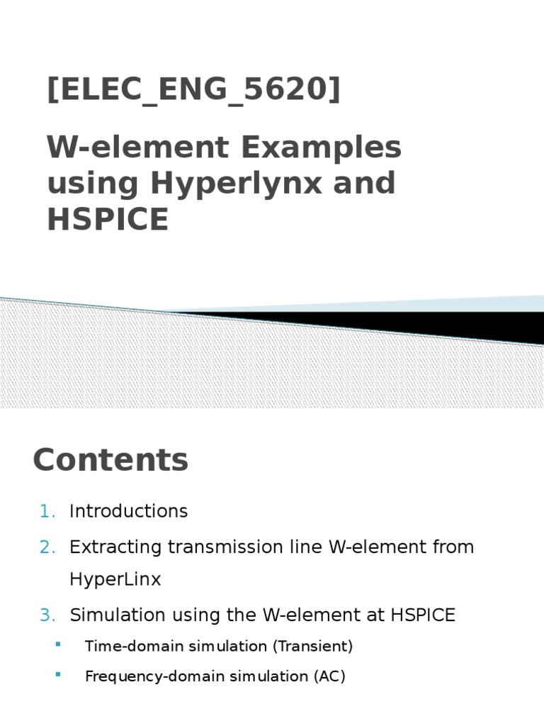 HSPICE W-Element Simulation Guide | PDF | Transmission Line ...