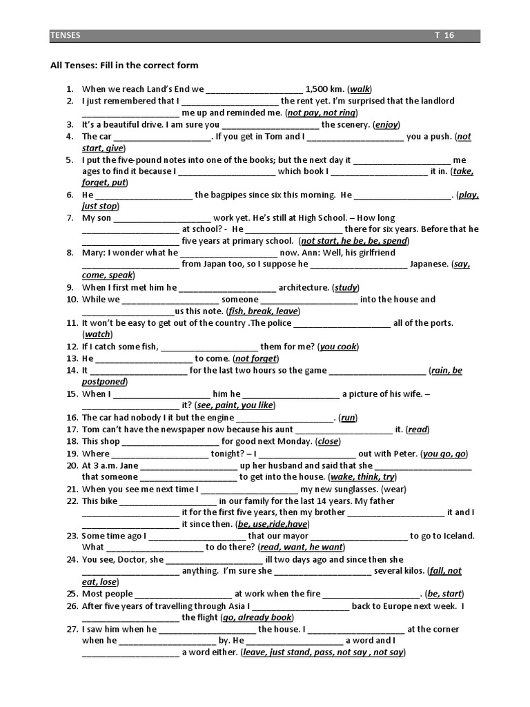 Tenses Exercises | PDF