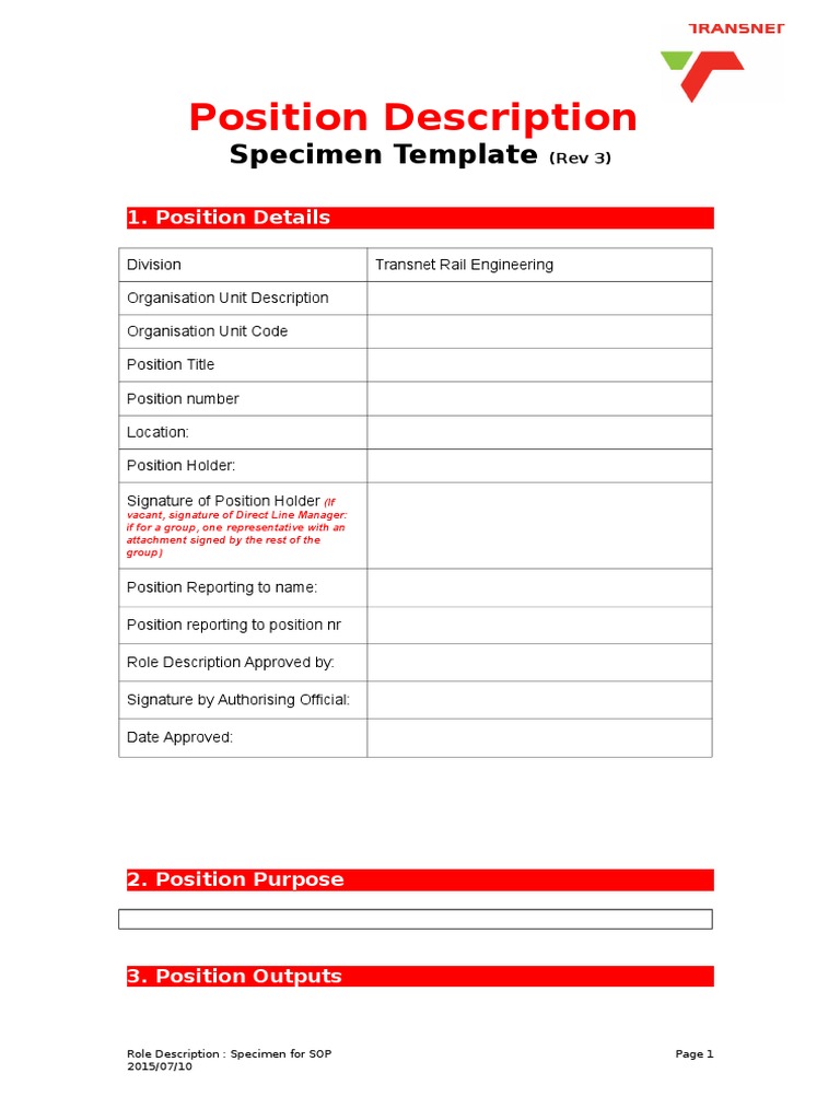 Job Description Template Rev | PDF