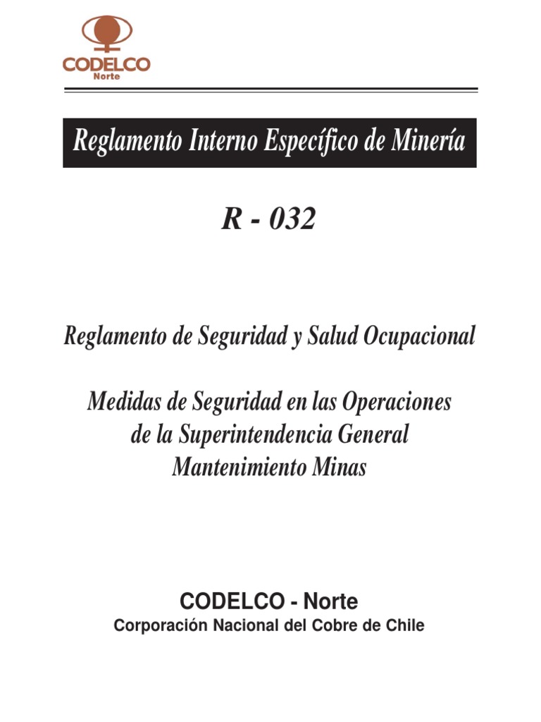 Reglamento R-032: Seguridad en Minería | PDF | Calidad (comercial ...