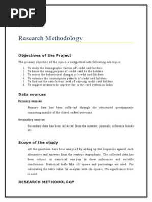 Research Methodology on Credit Card Holders