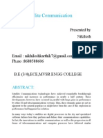 Topic: Satellite Communication: Presented by Nikilesh Sai Kiran Maneesh PH - No:8688588606 B.E (3/4), Ece, MVSR Engg College