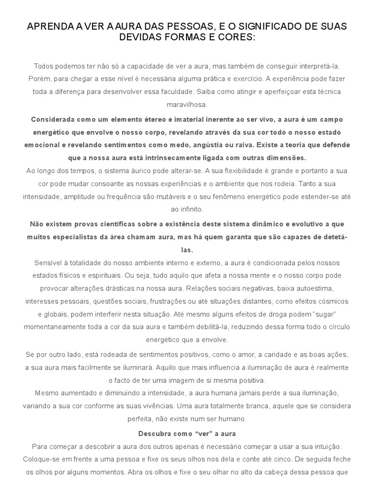 Aprenda A Ver A Aura Das Pessoas PDF Aura (Paranormal) Vermelho