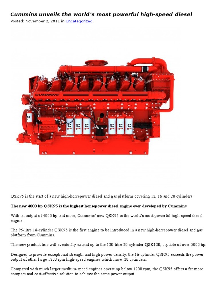 Meet the Largest Cummins 4000hp Ever Built Diesel Engine Cummins
