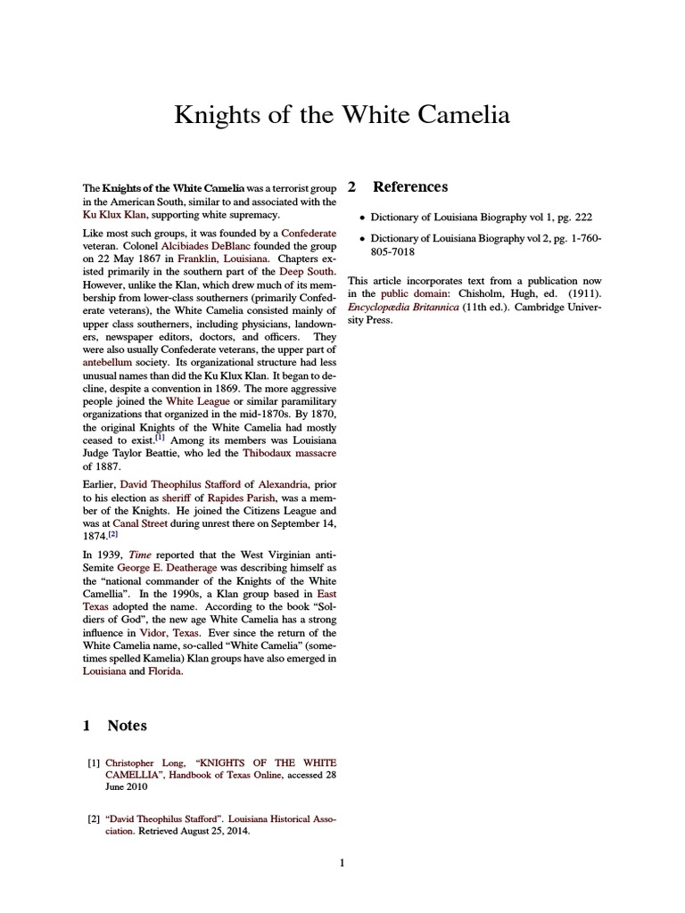 knights of the white camellia