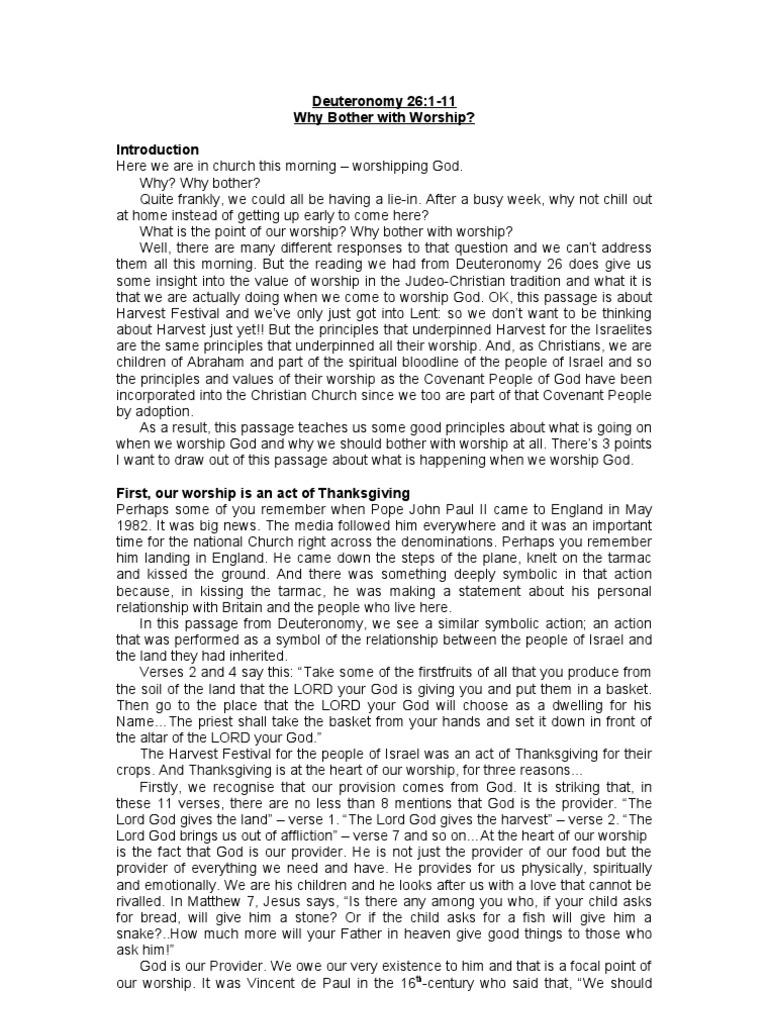 Deuteronomy 26 1 11 Why Bother With Worship Introduction Download