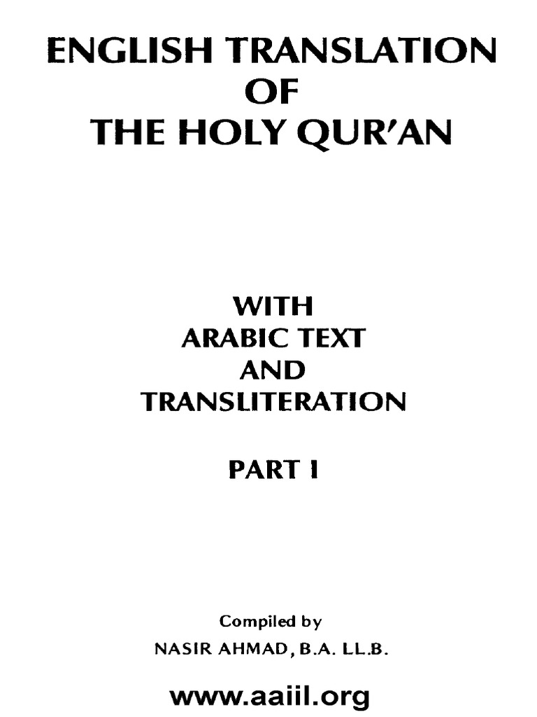 English Translation Holy Quran Transliteration 1 | PDF