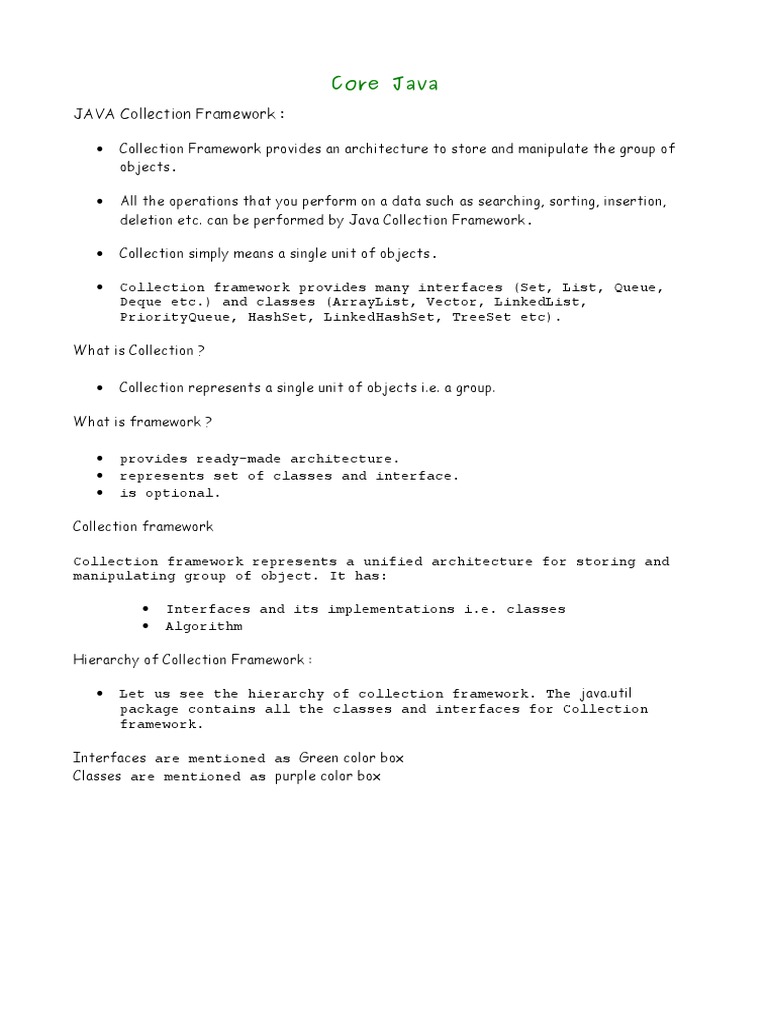 Java Collection Framework Overview | PDF | Array Data Structure ...