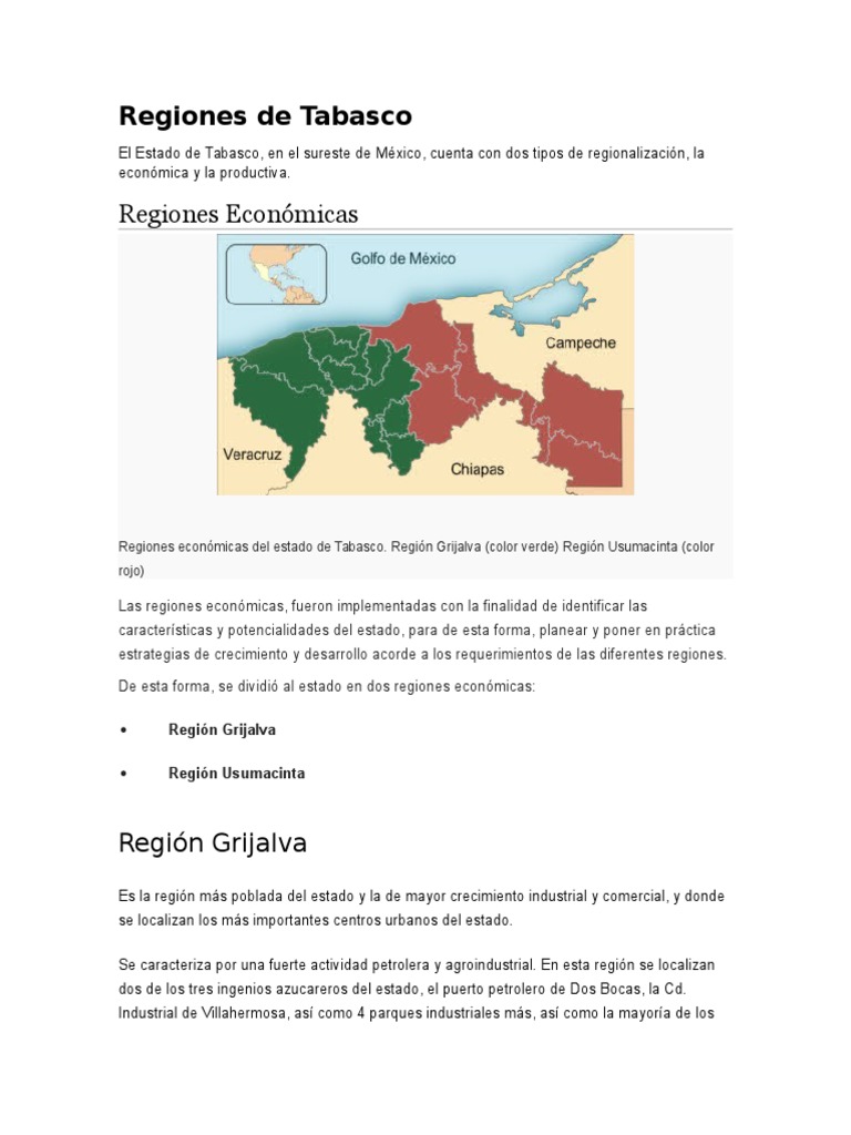 Regiones de Tabasco | PDF | Naturaleza