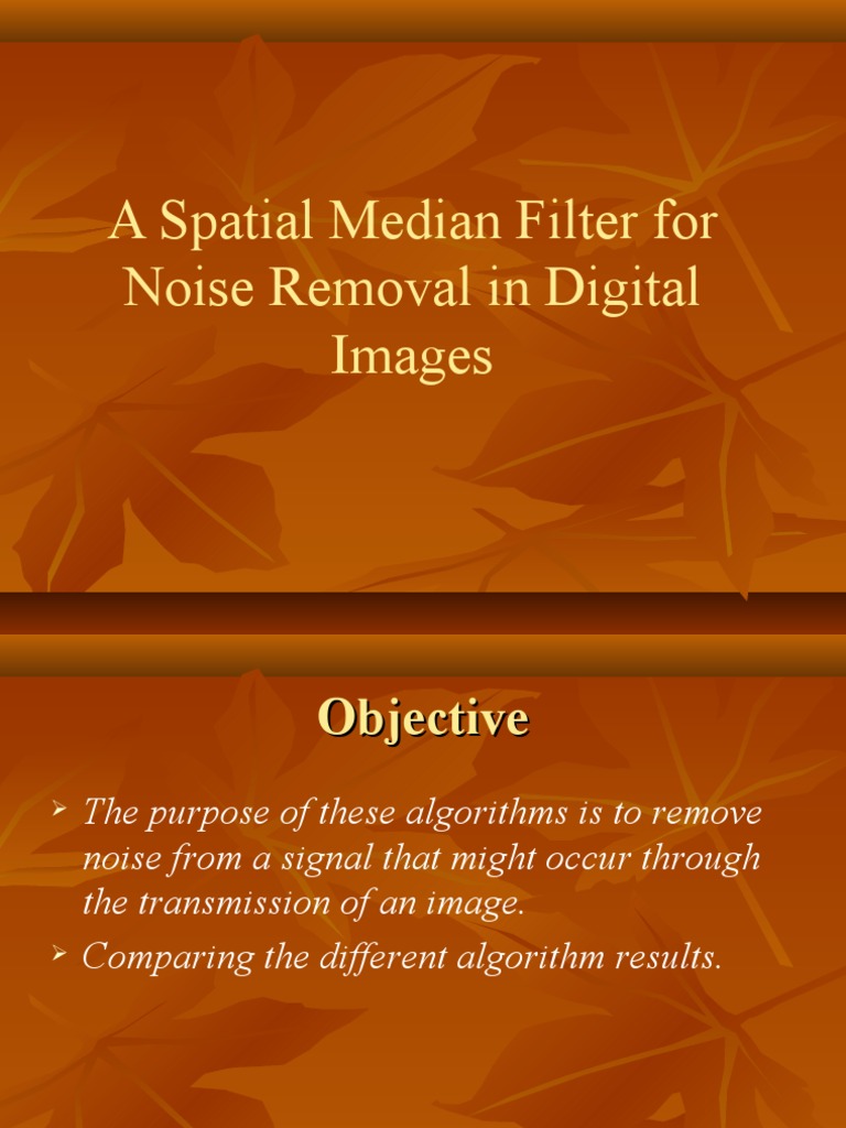 Spatial Median Filter for Noise Removal | PDF | Euclidean Vector | Median