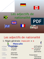 Adjectifs Nationalit Powerpoint