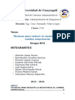 Grupo Nº2 Técnicas Para Reducir La Resistencia Al Cambio Empresarial