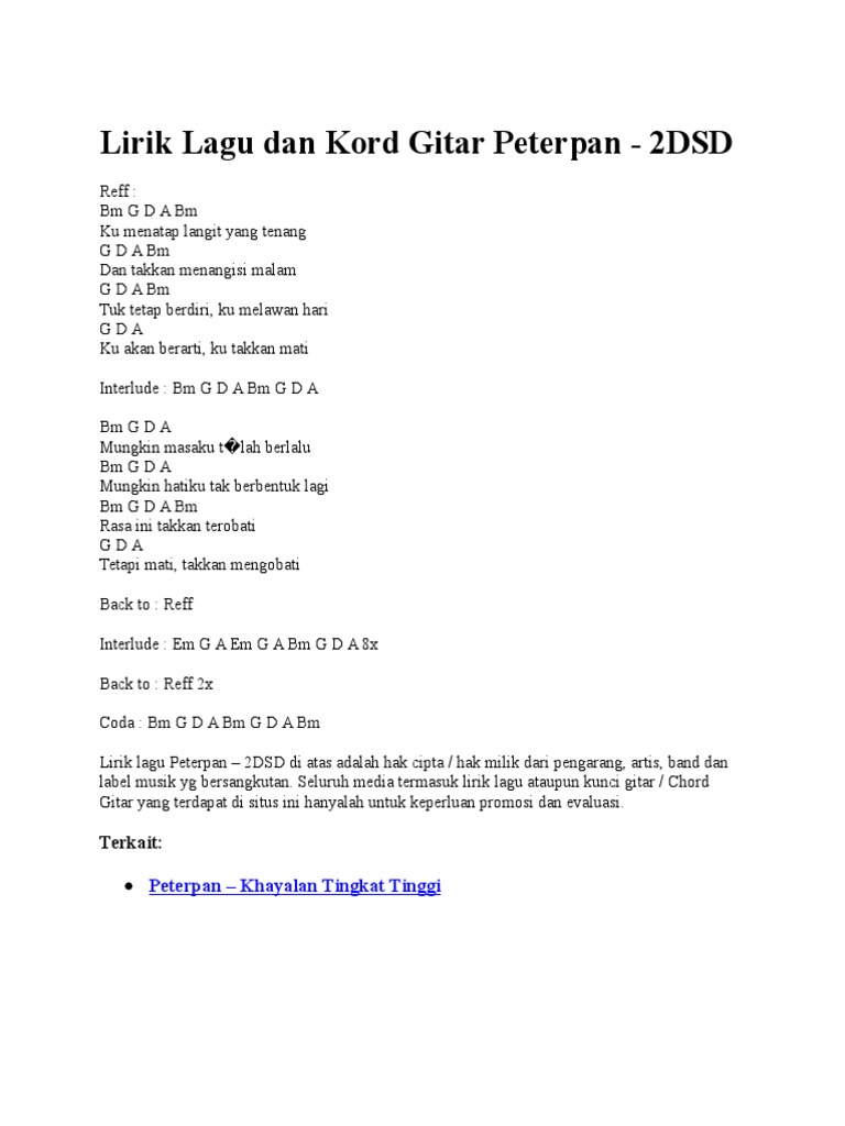 Lirik Lagu Dan Kord Gitar Peterpan Pdf