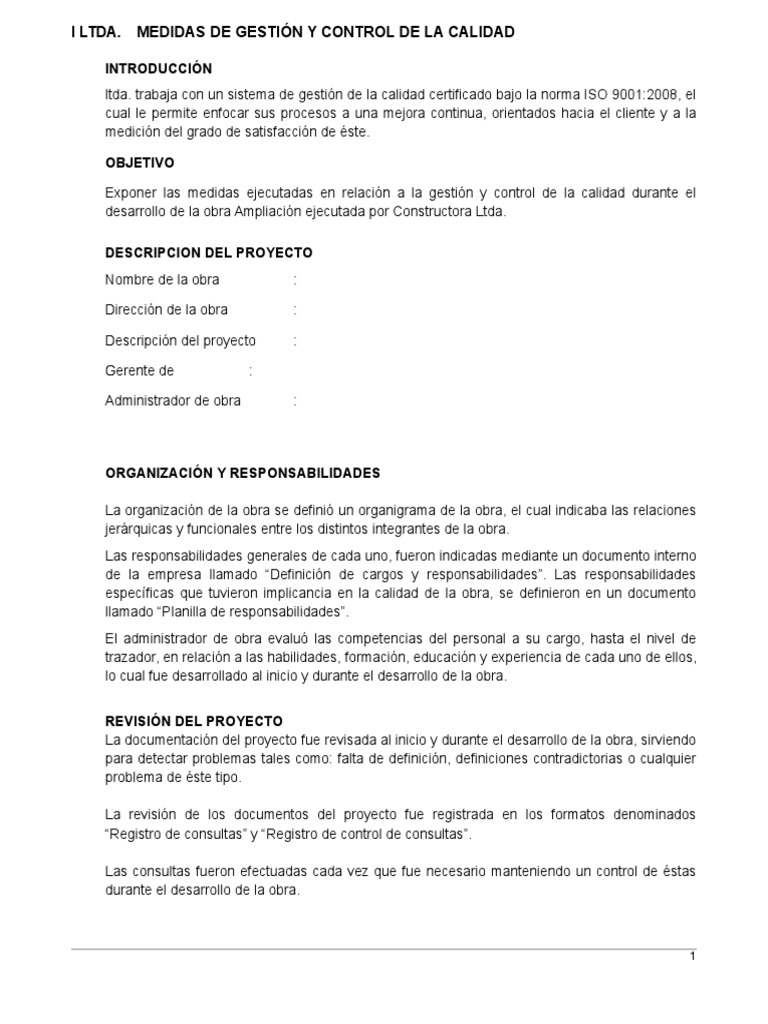 Medidas de Gestión y Control de Calidad | PDF | Gestión de la calidad ...
