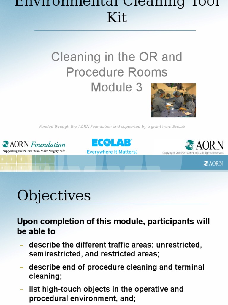 Module 3 Cleaning The or and Procedure Rooms | PDF | Housekeeping | Surgery