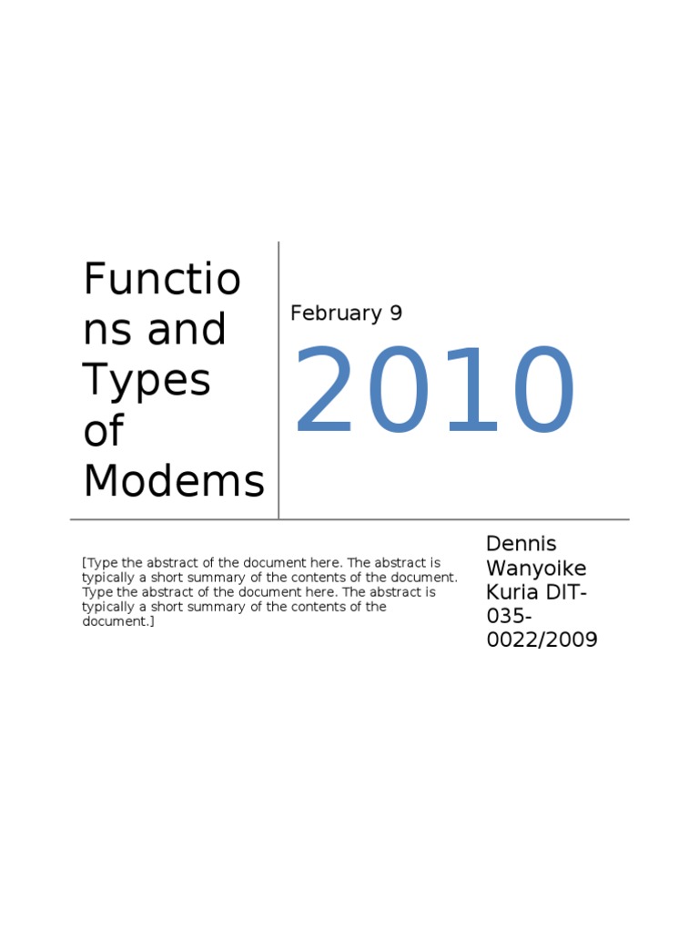 Functions and Types of Modems Modem