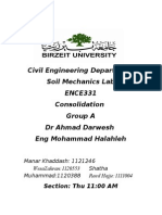 Civil Engineering Department Soil Mechanics Lab ENCE331 Consolidation Group A DR Ahmad Darwesh Eng Mohammad Halahleh